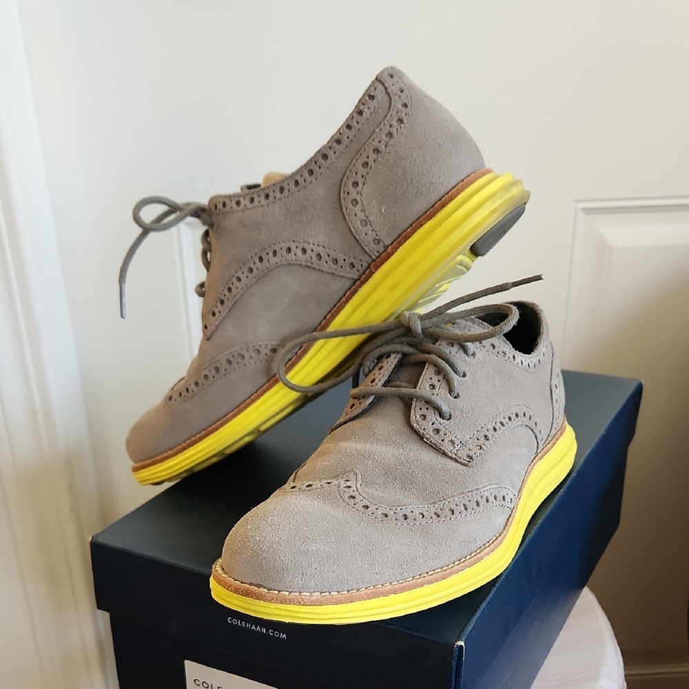 Cole Haan Gray and Yellow Oxford Shoes
